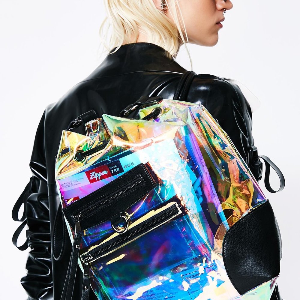 Dolls Kill Holographic Transparent Convertible Bag